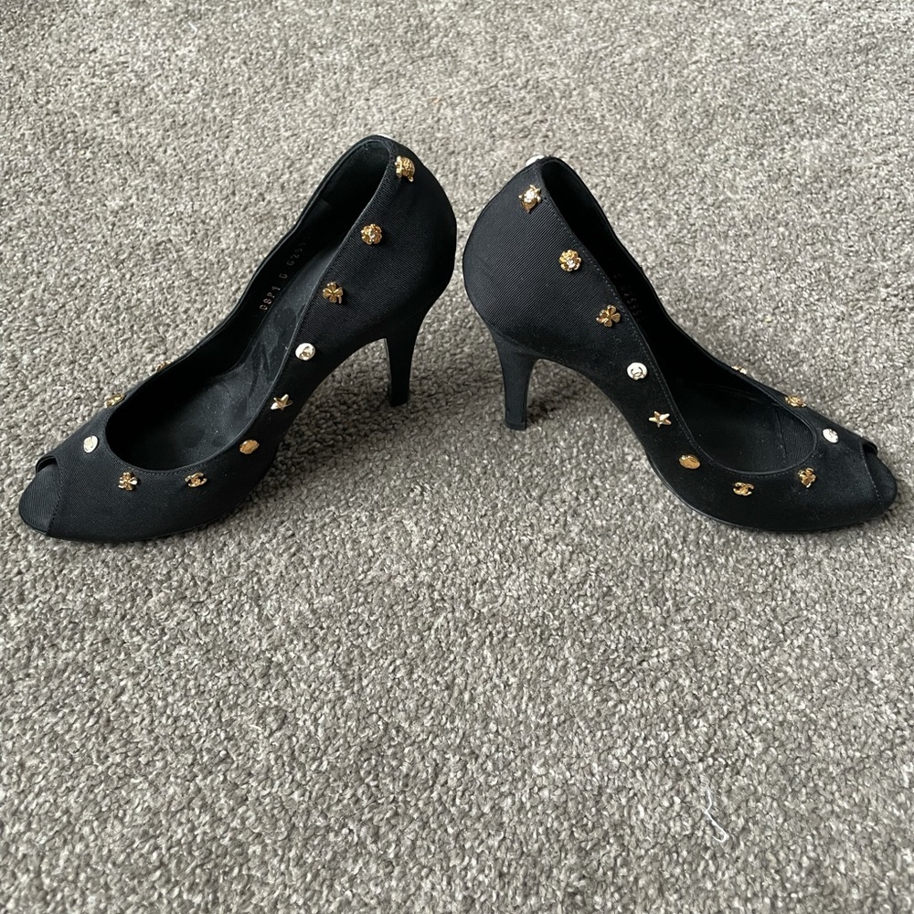 Chanel Lucky Charms Peep Toe Heels